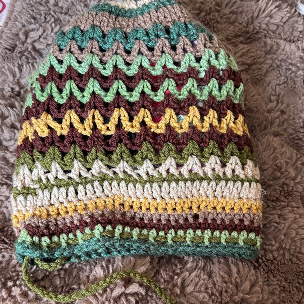 Made with love 💚Multicolour green Crochet dread Beanie